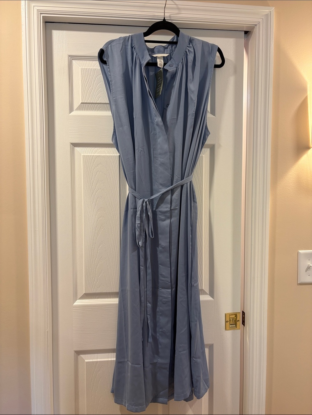 NWT H&M Soft Blue Sleeveless Tie-Waist Maxi Dress 3X